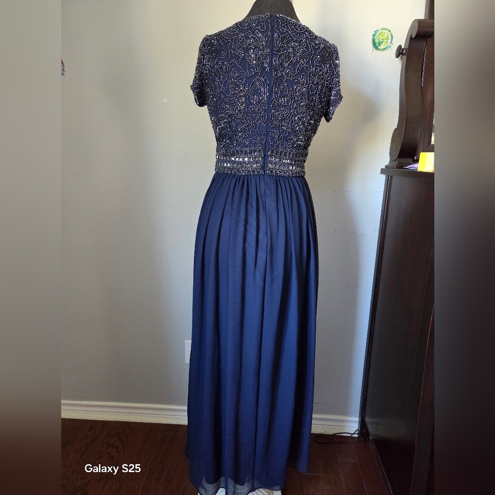 Adrianna Papell Navy Beaded Maxi Dress - Picture 8 of 15